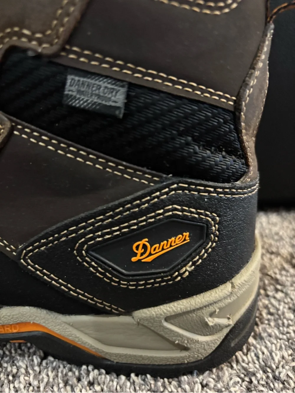 Danner Field Ranger Men's Brown leather Work Hiker Boots with Orange Accents EUC